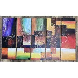 Abstract Modern Art Paining 5 Panel Canvas Wrap 40"X23.5"